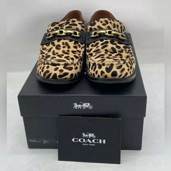 Coach Designer Putnam Leopard Genuine Calf Hair Convertible Loafer Flar SZ 8B - Picture 5 of 11